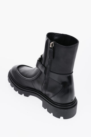 Stivaletti in Pelle con Suola Track e Tacco 5cm