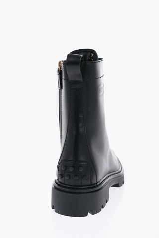Anfib in Pelle con Suola Track e Tacco 5cm