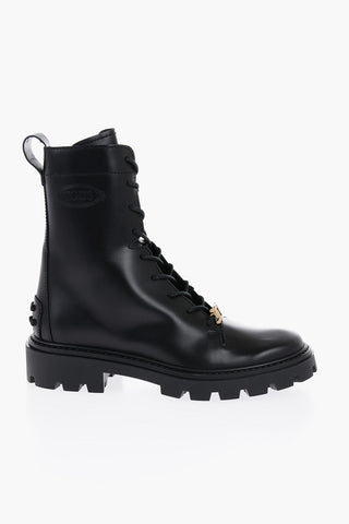 Anfib in Pelle con Suola Track e Tacco 5cm