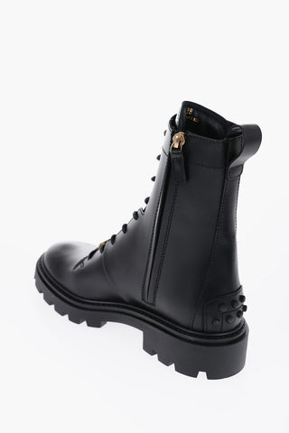 Anfib in Pelle con Suola Track e Tacco 5cm