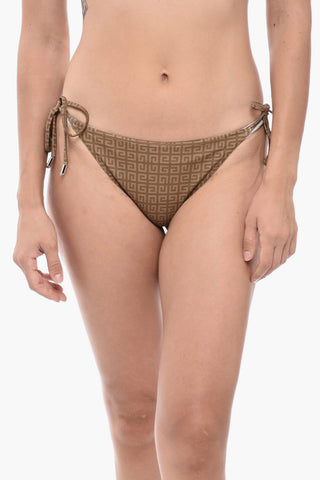 Stretch Fabric Self-Tie Bikini Bottom with All-Over Monogram