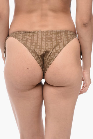 Stretch Fabric Self-Tie Bikini Bottom with All-Over Monogram