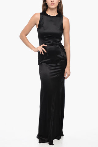 메쉬 백 디테일 실크 드레스