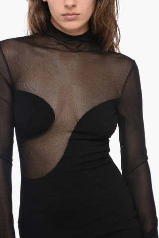 Vestito A Maniche Lunghe Con Inserti Mesh