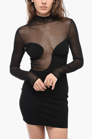 Vestito A Maniche Lunghe Con Inserti Mesh