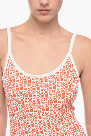 One-Piece Swimsuit with All-Over Logo Print