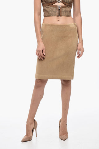 Corduroy Midi Skirt with Side Zip