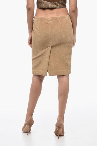 Corduroy Midi Skirt with Side Zip