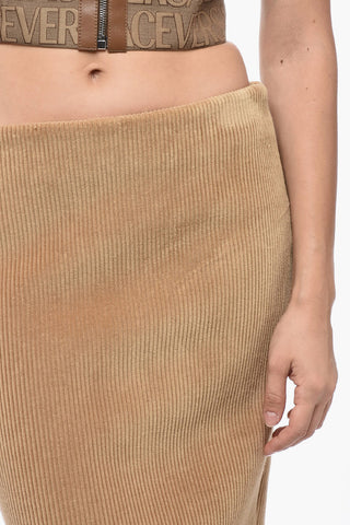 Corduroy Midi Skirt with Side Zip