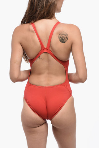 SWIM Solid Color One-Piece Swimsuit with Embroidered Logo