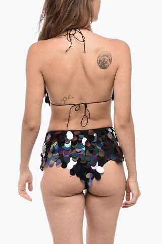 High-Waist Bikini Set with Sequins