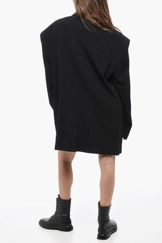 UNISEX GRANDE-ROBE Oversized Pinstriped Blazer with Padded Shoulders