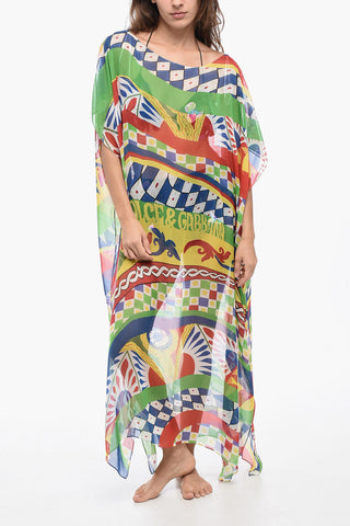 Printed Silk Kaftan Dress