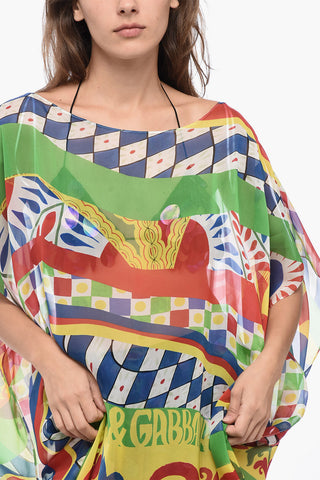 Printed Silk Kaftan Dress