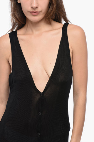 Abito in Maglia Fine con Scollo a V