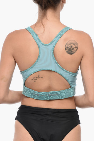 EMPORIO EA7 Top Crop Active a Fantasia Animalier con Dettaglio Cut-Out sul Retro
