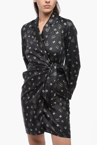 Monogram Silk PAMPAS Wrap Minidress