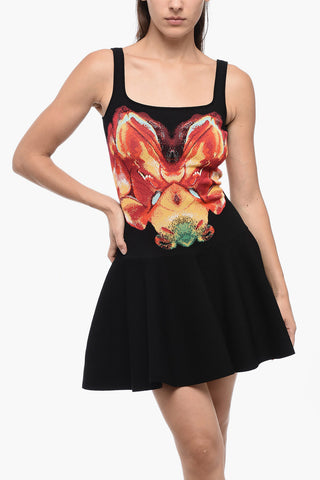 Sleeveless Skater Dress With Jacquard Motif
