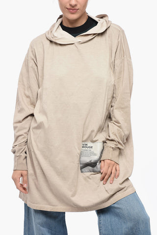 MM6 VIN ROUGE T-Shirt Oversized in Cotone con Cappuccio