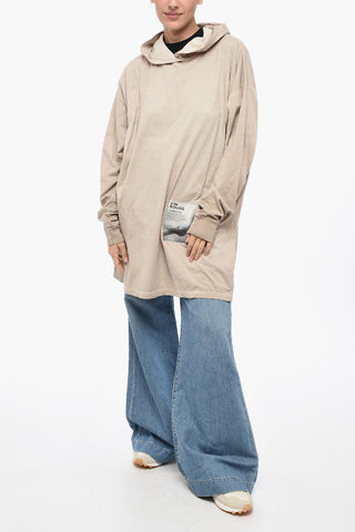 MM6 VIN ROUGE T-Shirt Oversized in Cotone con Cappuccio