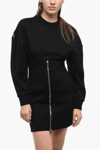 Vestito A Maniche Lunghe Con Zip Frontale