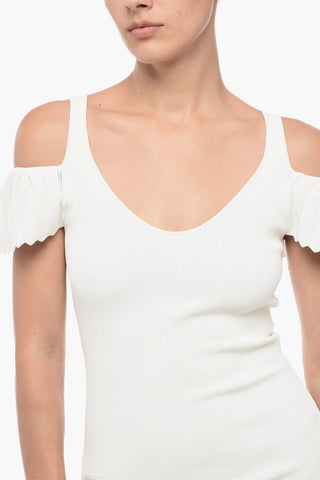 Ribbed Stretchy Dress With Ruffles