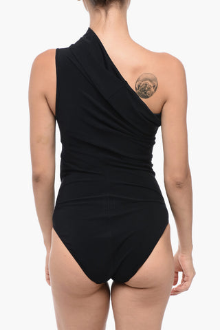 One-Shoulder One-Piece Swimsuit with Ruffled Neck