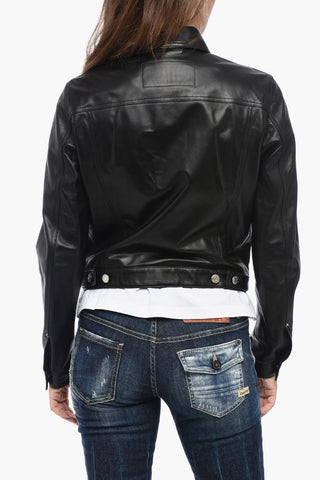 Cropped-Fit Eco-Leather Overshirt