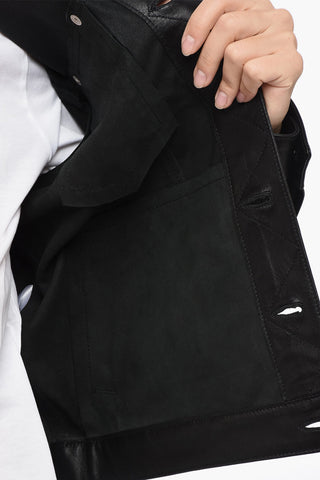 Cropped-Fit Eco-Leather Overshirt