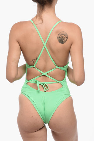 SWIM Einteiliger Einfarbiger Badeanzug mit Schnürdetail