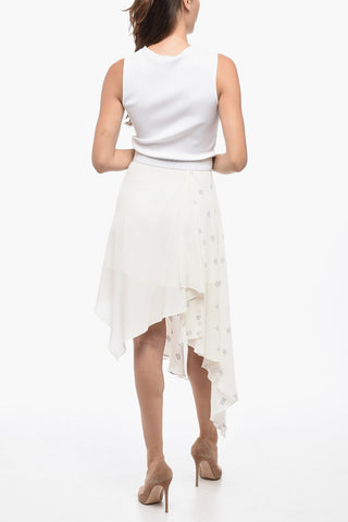 Vestito Smanicato Asimmetrico Con Banda Logata