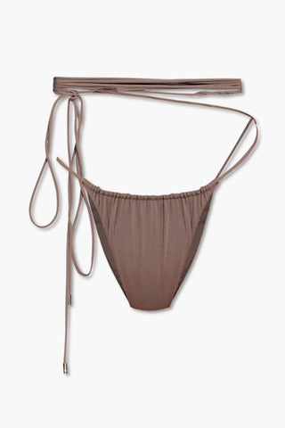 Slip Bikini Self-Tie in Tinta Unita con Lacci Decorativi da Avvolgere
