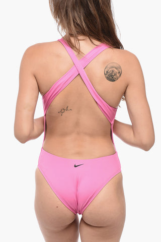 SWIM Costume Intero in Tinta Unita con Spalline Incrociate