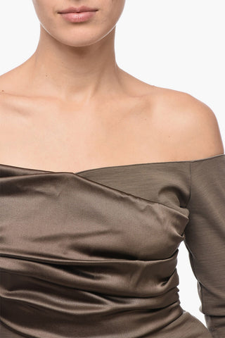 Jersey OPERATOR Sheath Dress with Satin Drape