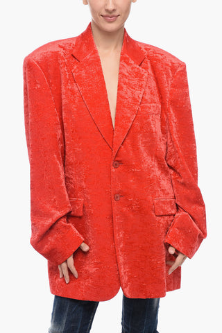 GARDEROBE Single Breasted Velvet Blazer
