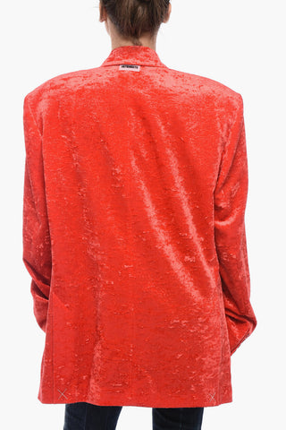 GARDEROBE Single Breasted Velvet Blazer