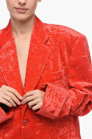 GARDEROBE Single Breasted Velvet Blazer