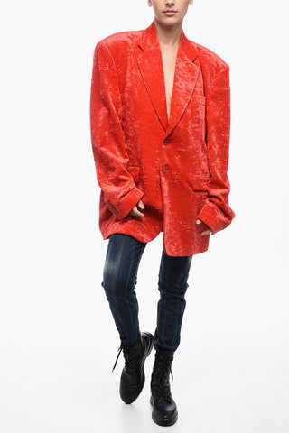 GARDEROBE Single Breasted Velvet Blazer