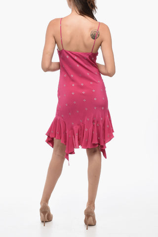 Vestito In Seta Con Ruffles