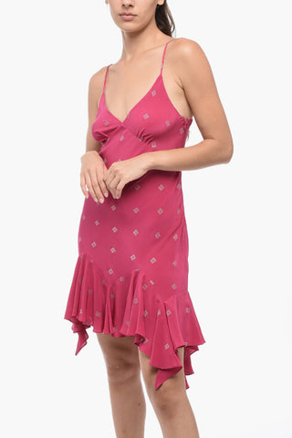 Vestito In Seta Con Ruffles