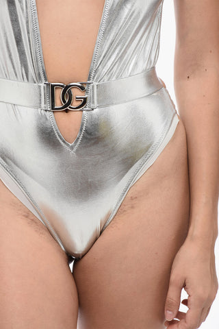 KIM Plunging V-Neck One Piece Swimsuit with Logoed Buckle