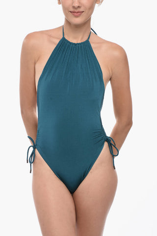 Solid Halterneck One-Piece Swimsuit