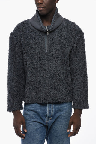 Textured Fabric Sweater with Zip Frontal