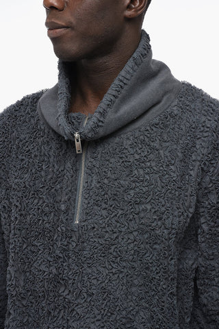 Textured Fabric Sweater with Zip Frontal