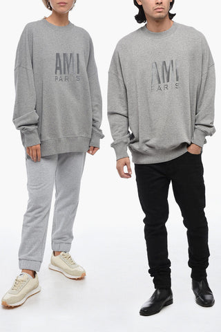 Crewneck Sweatshirt with Ton-sur-ton Embroidered Logo