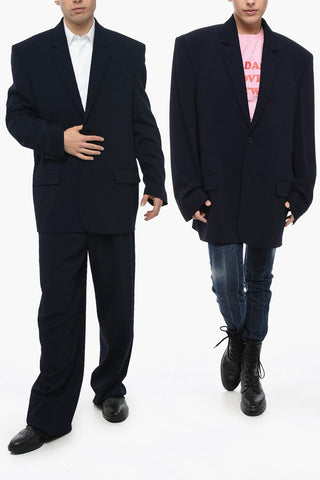 UNISEX GARDE-ROBE Wool Oversized Blazer with Padded Shoulders