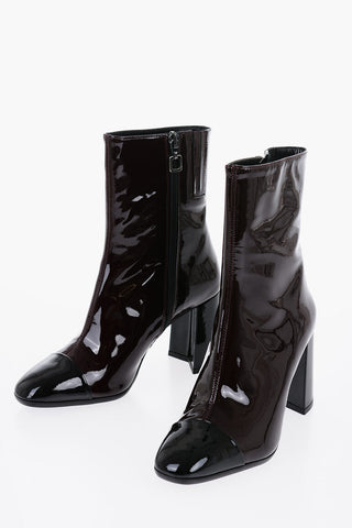 Patent Letaher Ankle Boots with Heel 8,5cm