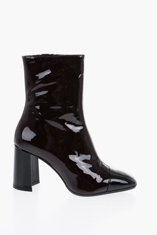 Patent Letaher Ankle Boots with Heel 8,5cm