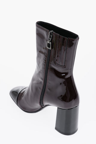 Patent Letaher Ankle Boots with Heel 8,5cm