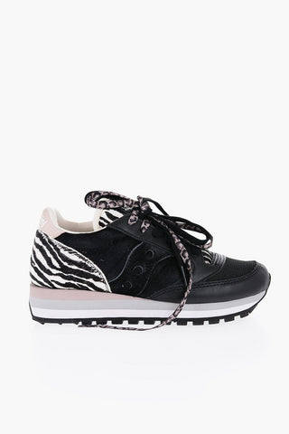 Sneakers Basse JAZZ TRIPLE in Pelle e Nylon con Dettaglio in Cavallino a Fantasia Animalier